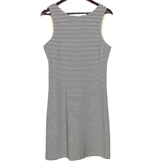 Theory Mivrill Ivory Navy Sail Stripe Coastal Nautical Sleeveless Dress Size L - Picture 2 of 9